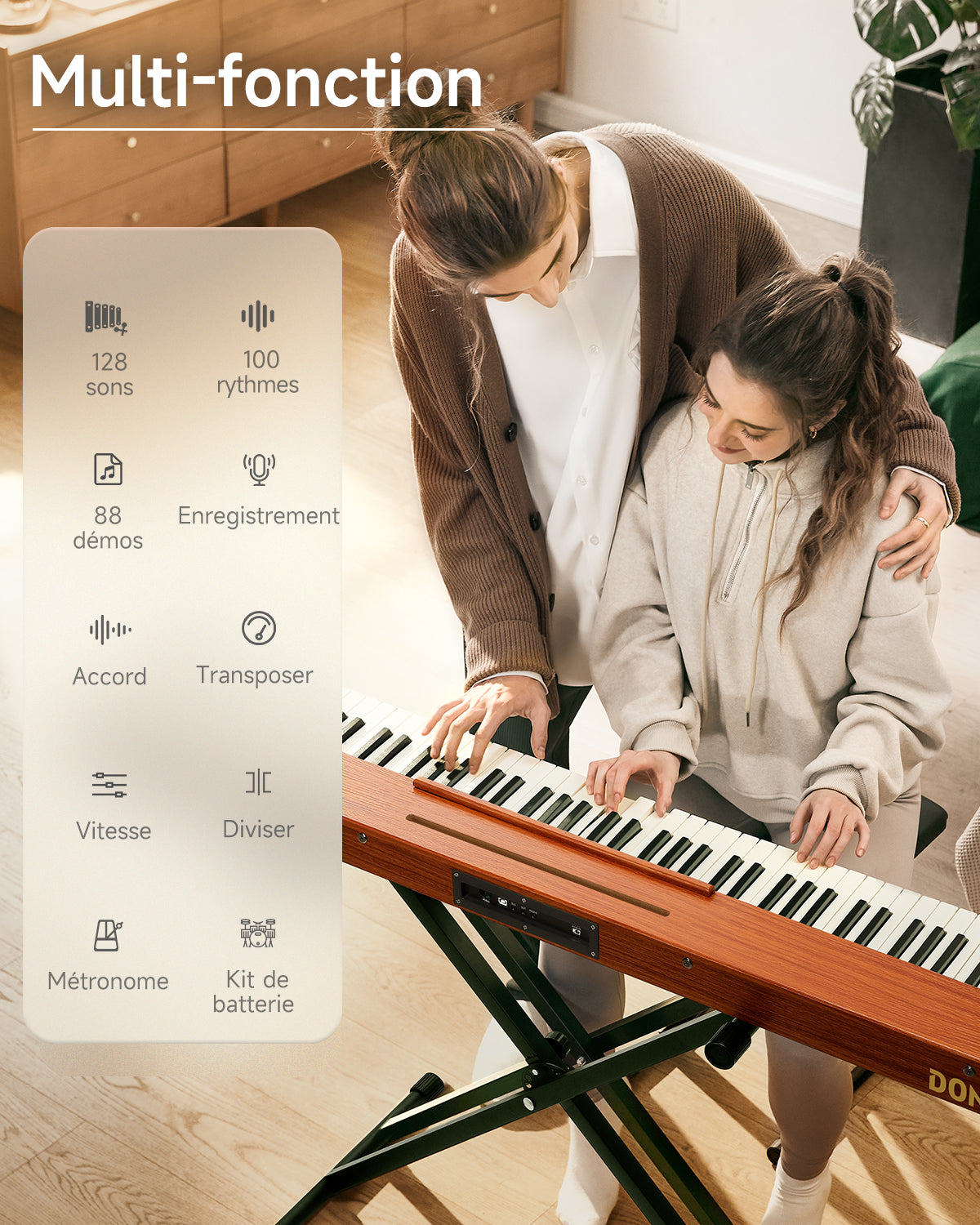 Donner DEP-1S Semi-Lesté De Style Bois Piano Numérique-couleur bois naturel【Nouvelle version】##