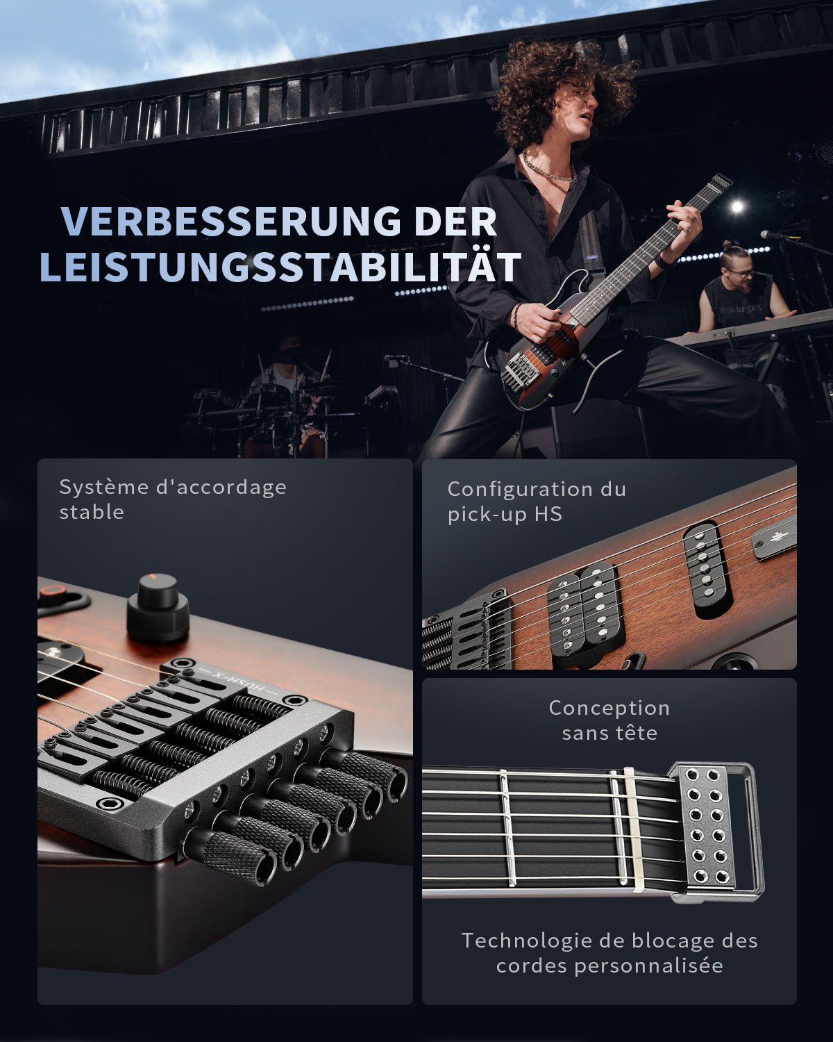 Donner HUSH™ X Guitare Électrique Sans Tête-Sunburst##