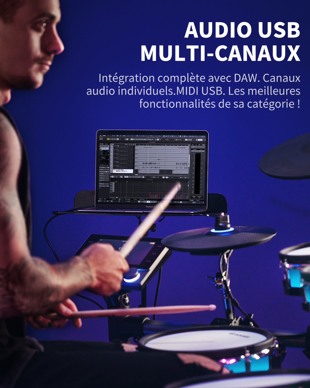 Donner BackBeat Batterie électronique avec lumières LED personnalisables et écran tactile de 7 pouces