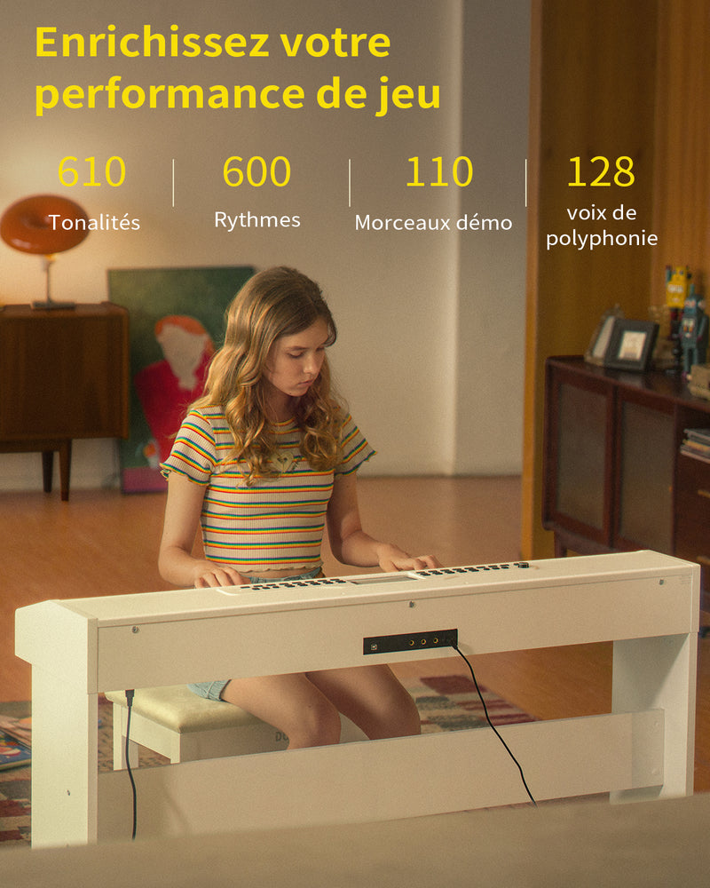 Piano numérique DDP-95 Clavier lesté à 88 touches blanc