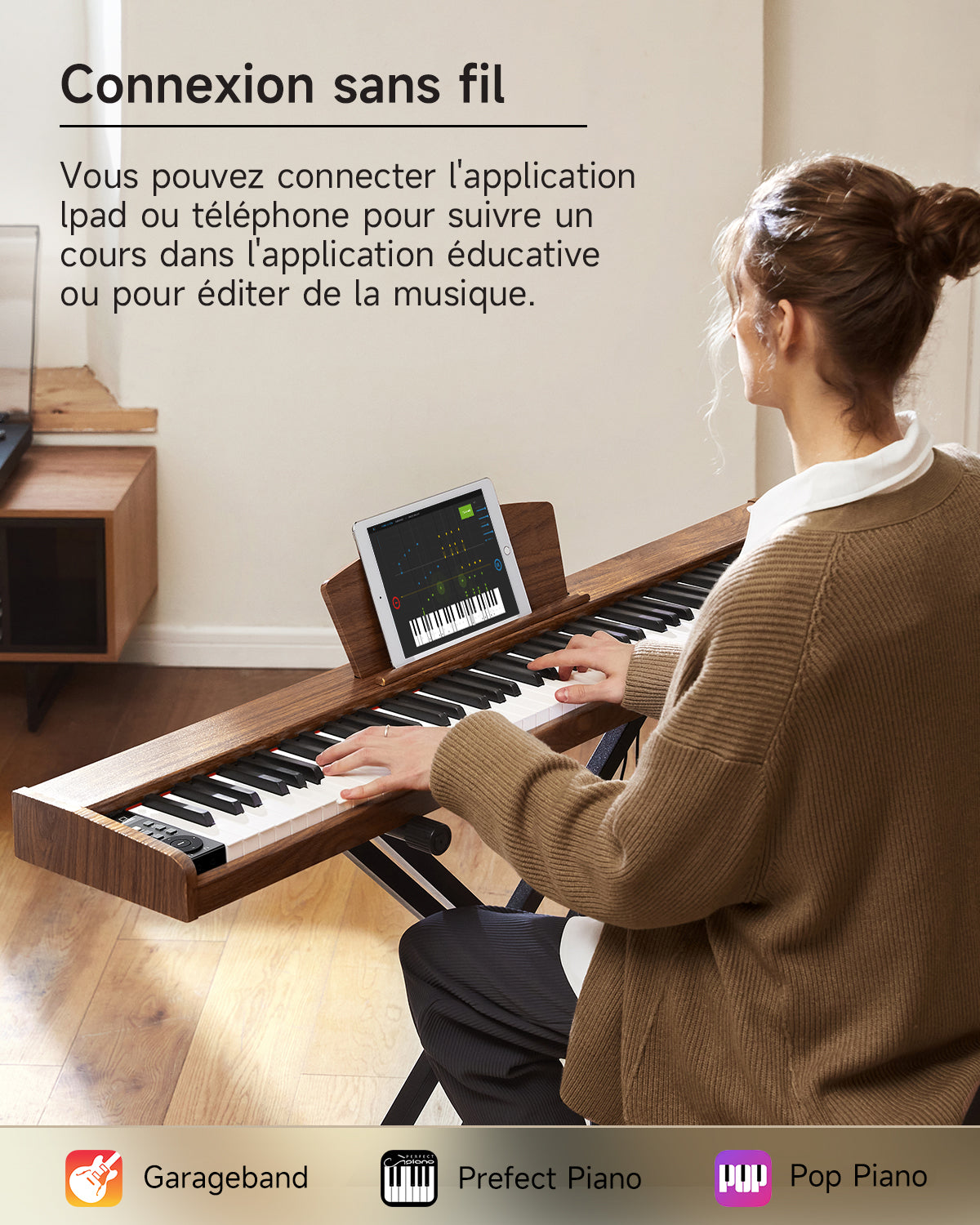 Donner DEP-1S Semi-Lesté De Style Bois Piano Numérique-brun antique##