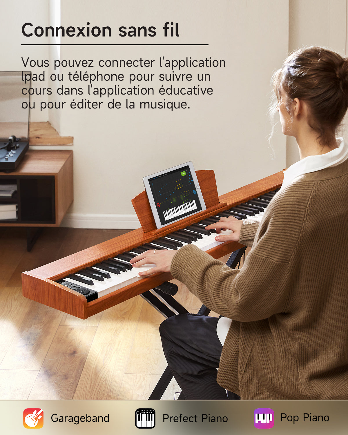 Donner DEP-1S Semi-Lesté De Style Bois Piano Numérique-couleur bois naturel【Nouvelle version】##