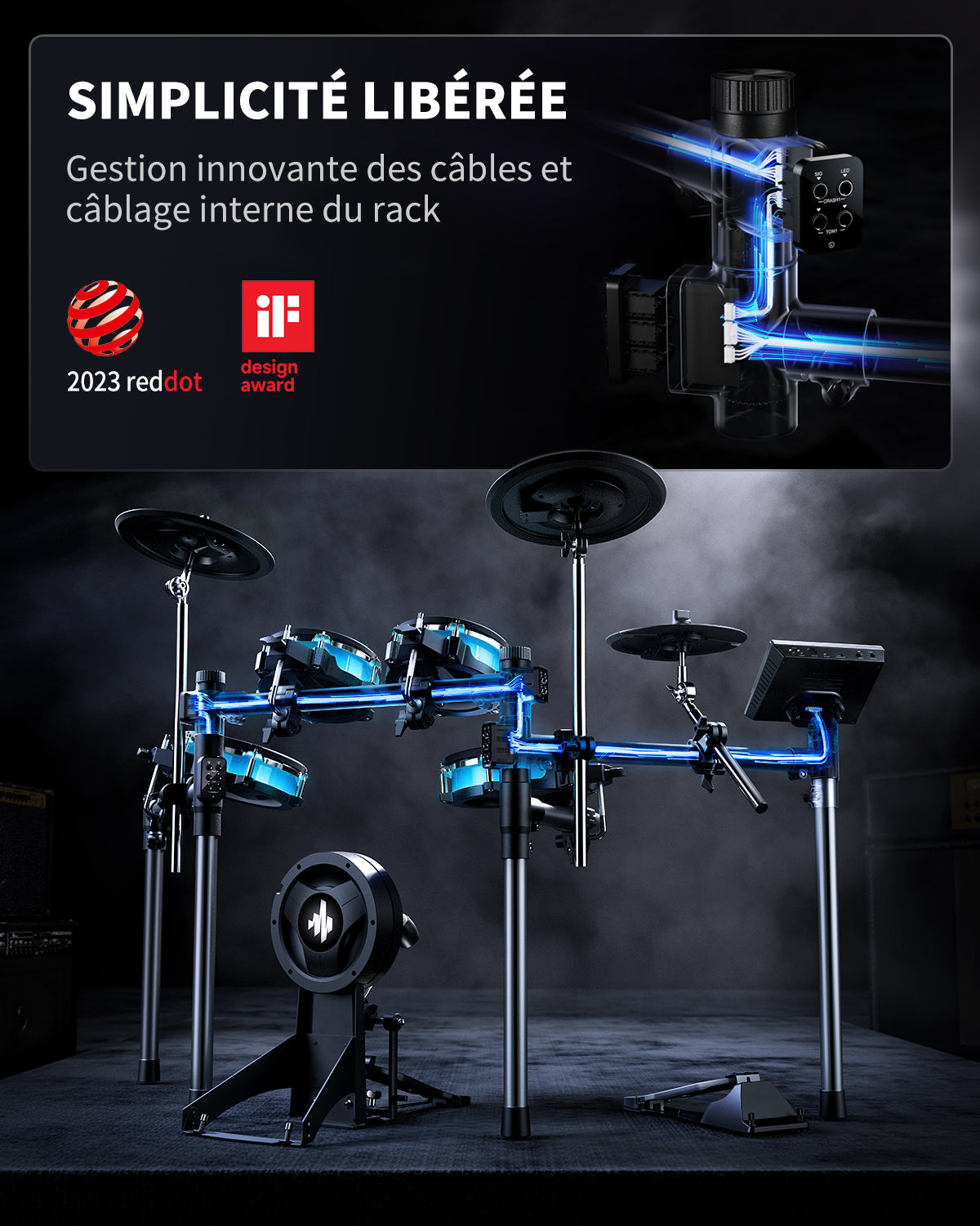 Donner BackBeat Batterie électronique avec lumières LED personnalisables et écran tactile de 7 pouces