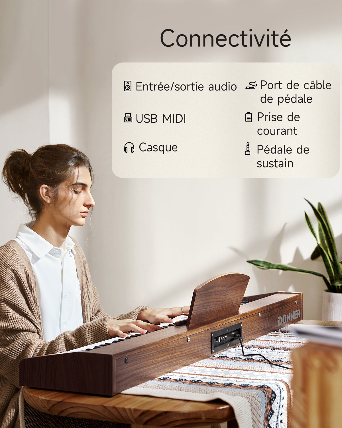 Donner DEP-1S Semi-Lesté De Style Bois Piano Numérique-brun antique##
