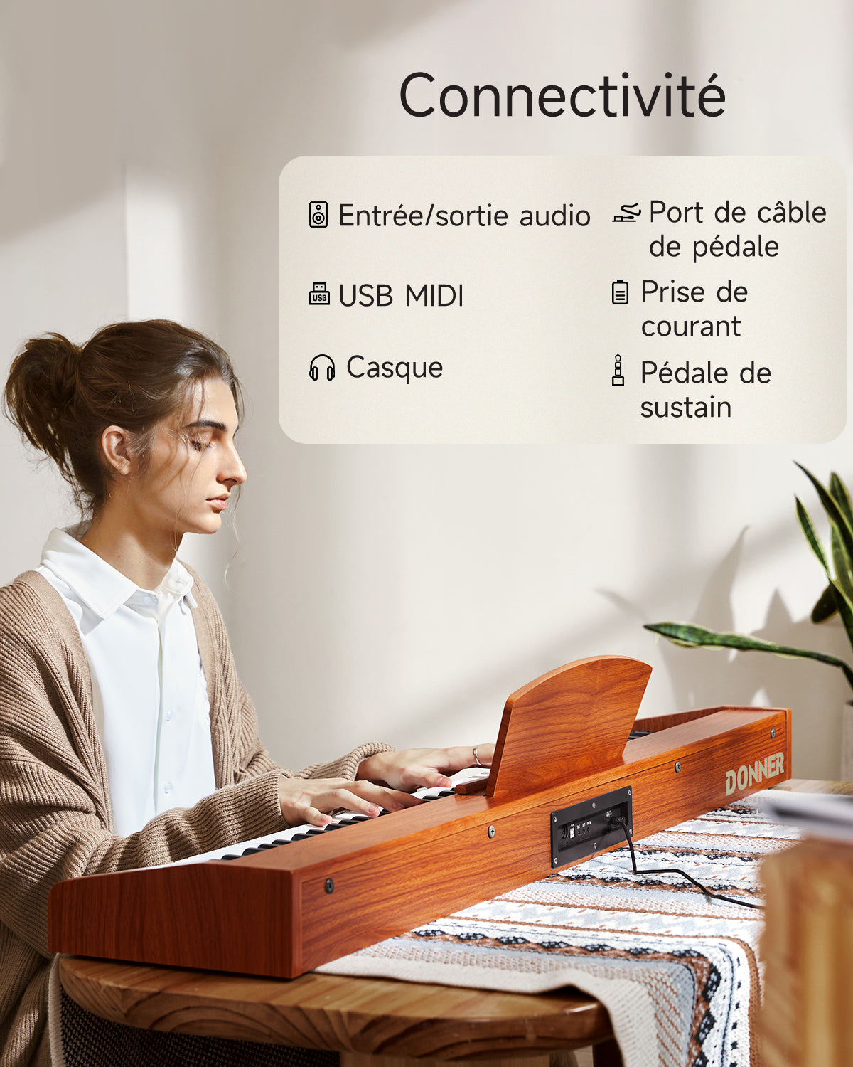 Donner DEP-1S Semi-Lesté De Style Bois Piano Numérique-couleur bois naturel【Nouvelle version】##