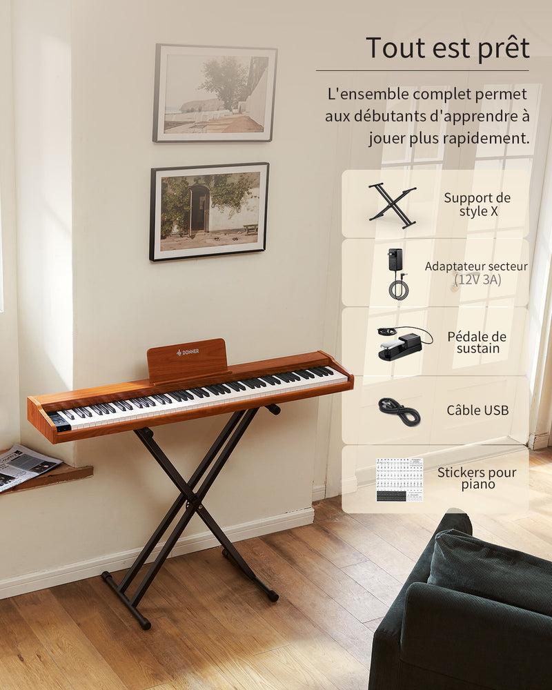 Donner DEP-1S piano numérique clavier d'e-piano semi-lesté de style bois