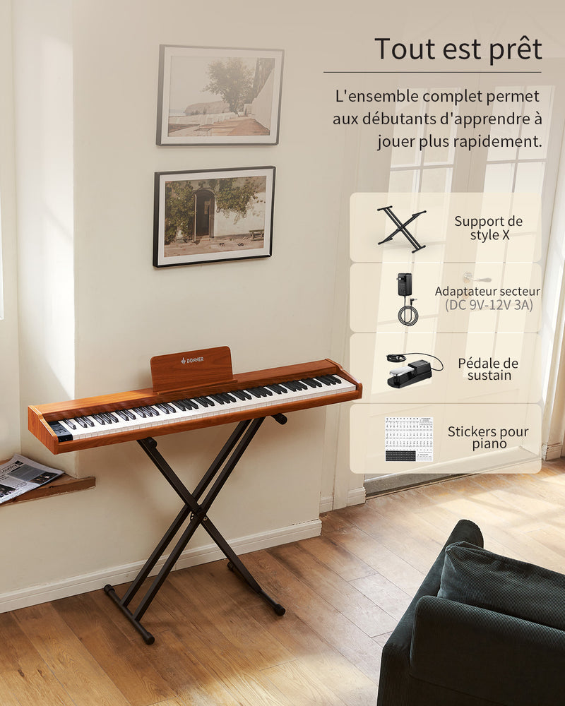 Donner DEP-1S piano numérique clavier d'e-piano semi-lesté de style bois