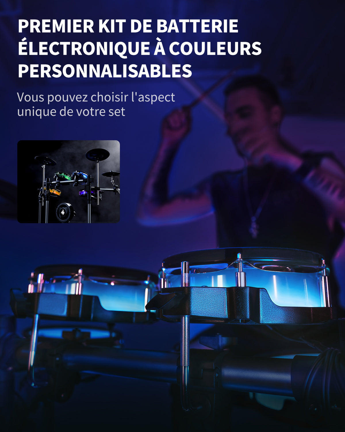 Donner BackBeat Batterie électronique avec lumières LED personnalisables et écran tactile de 7 pouces