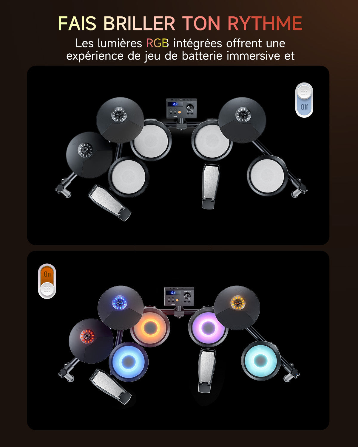 Donner DED-70L Batterie électronique Avec Lumière LED
