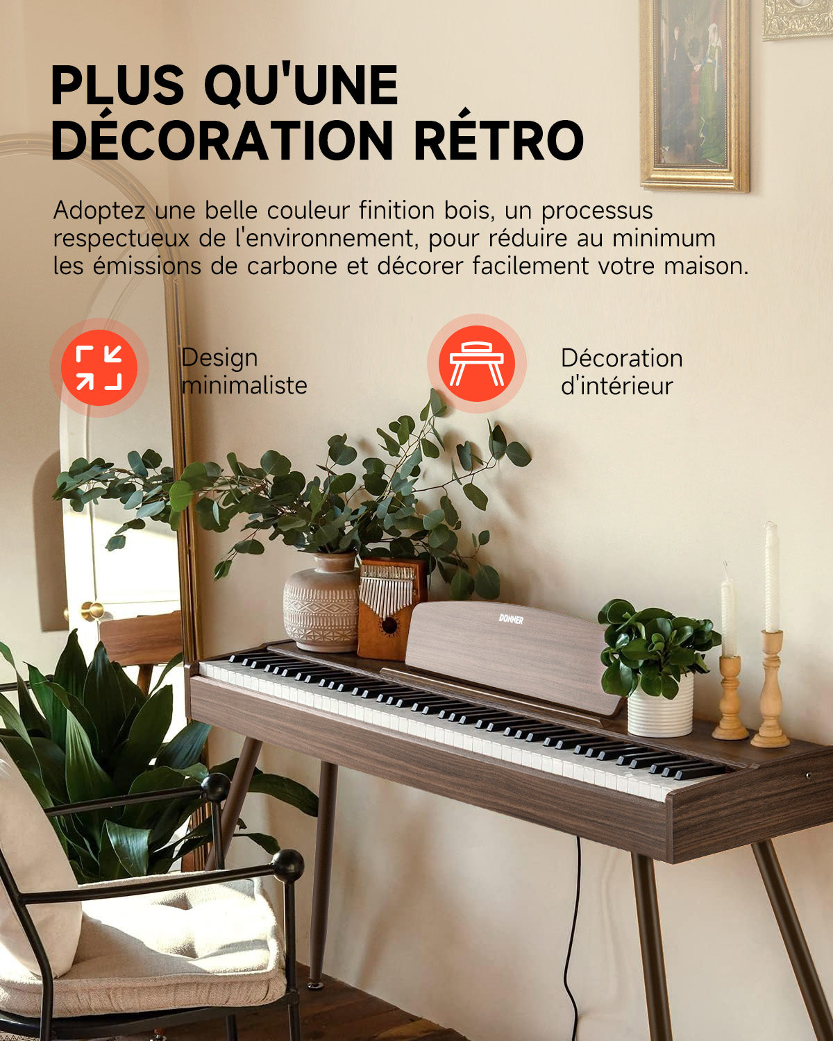 Donner DDP-80 Motif de Bois Piano Numérique-Noyer【Son amélioré】##