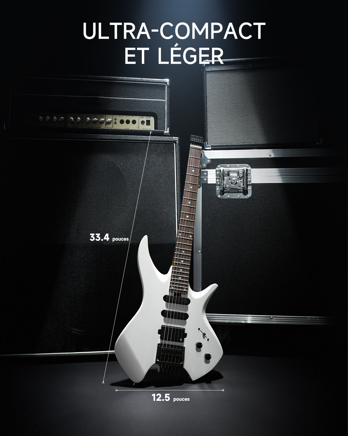 Donner NHL-500 Guitare Électrique Sans Tête-Blanc##