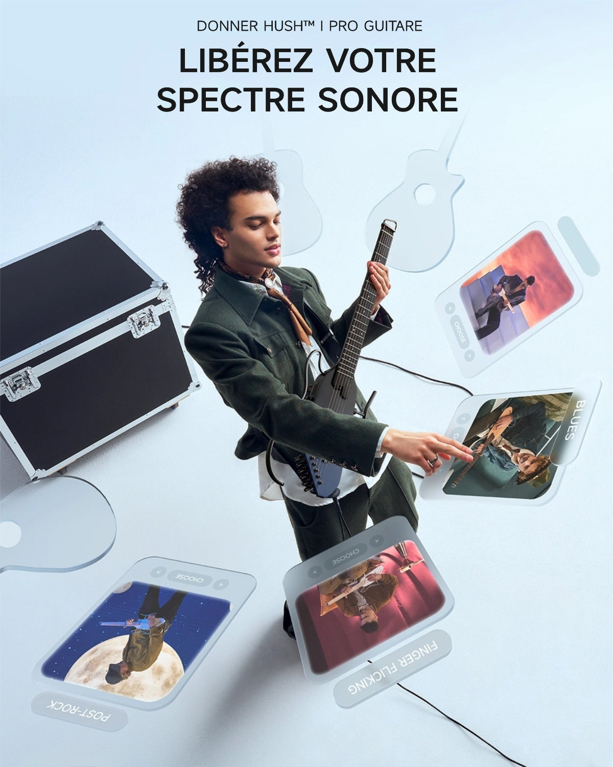 Donner HUSH™ I PRO Electro-Acoustique Guitare Voyageuse-Noir Space Fly##