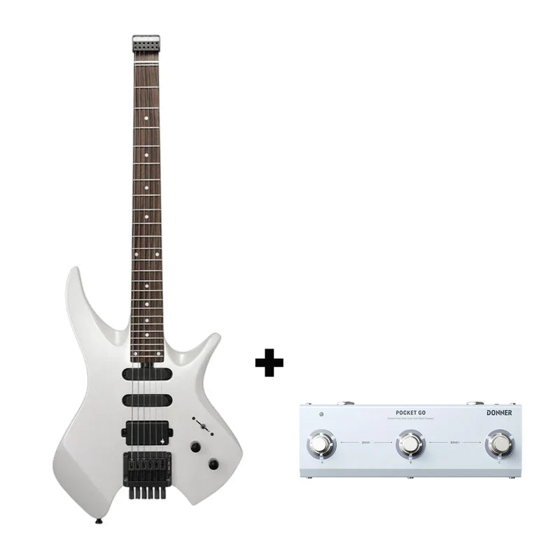 Donner NHL-500 Guitare Électrique Sans Tête-Blanc##