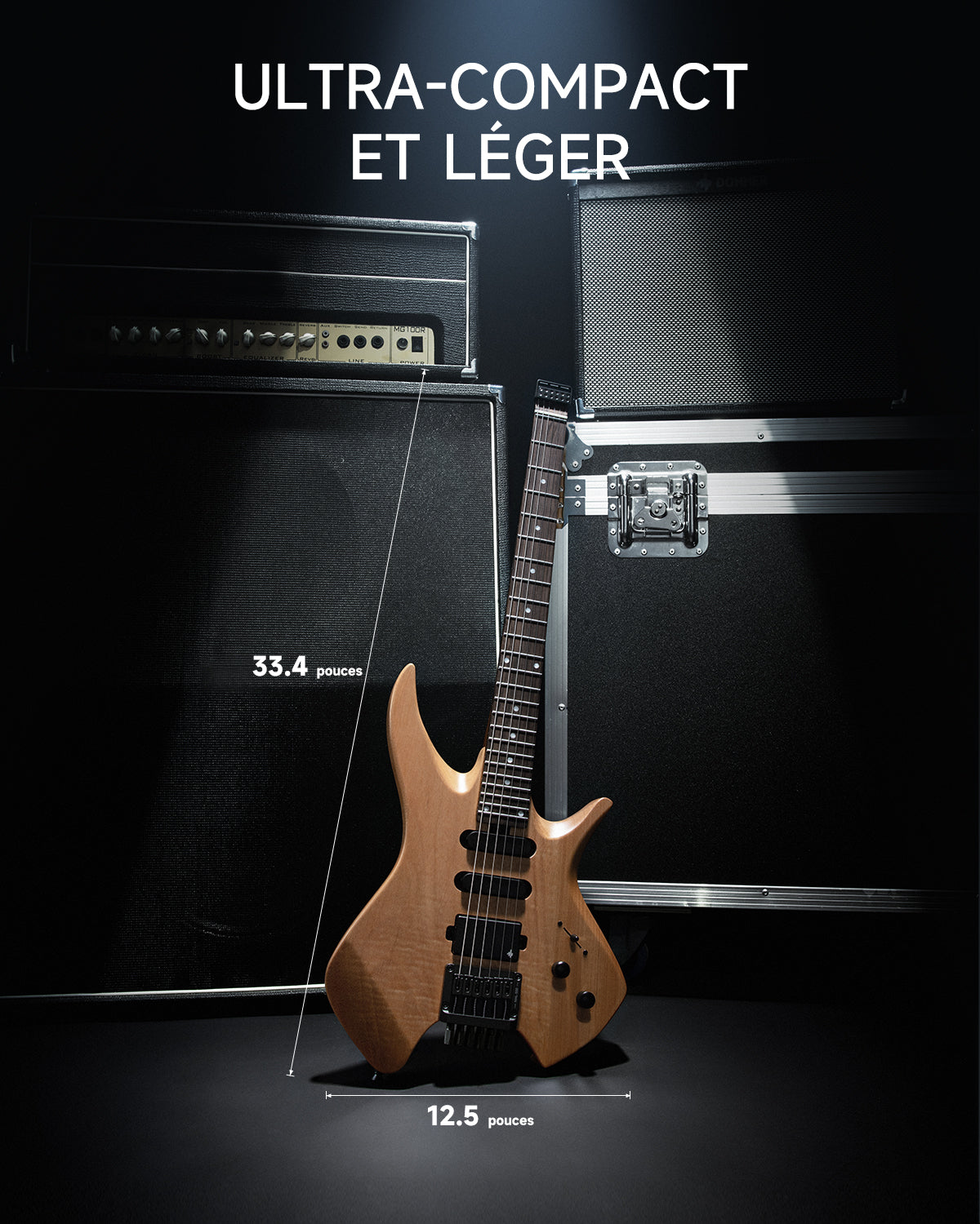 Donner NHL-500 Guitare Électrique Sans Tête-Bois naturel##