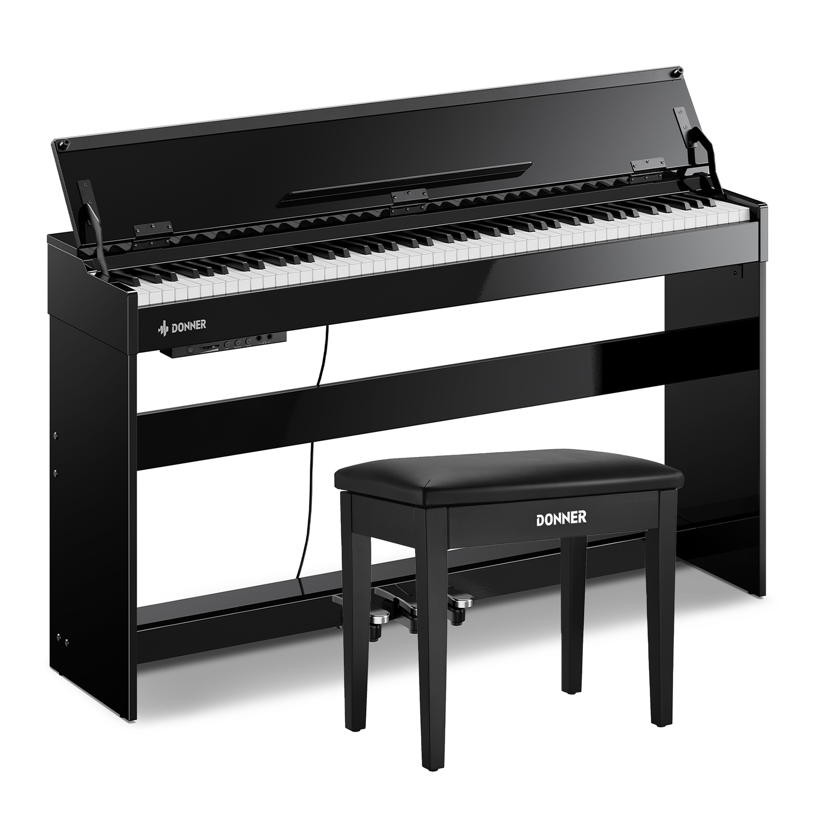 Donner DDP-75 Piano Numérique Droit Noir Laqué, 88 Touches à Action de Marteau