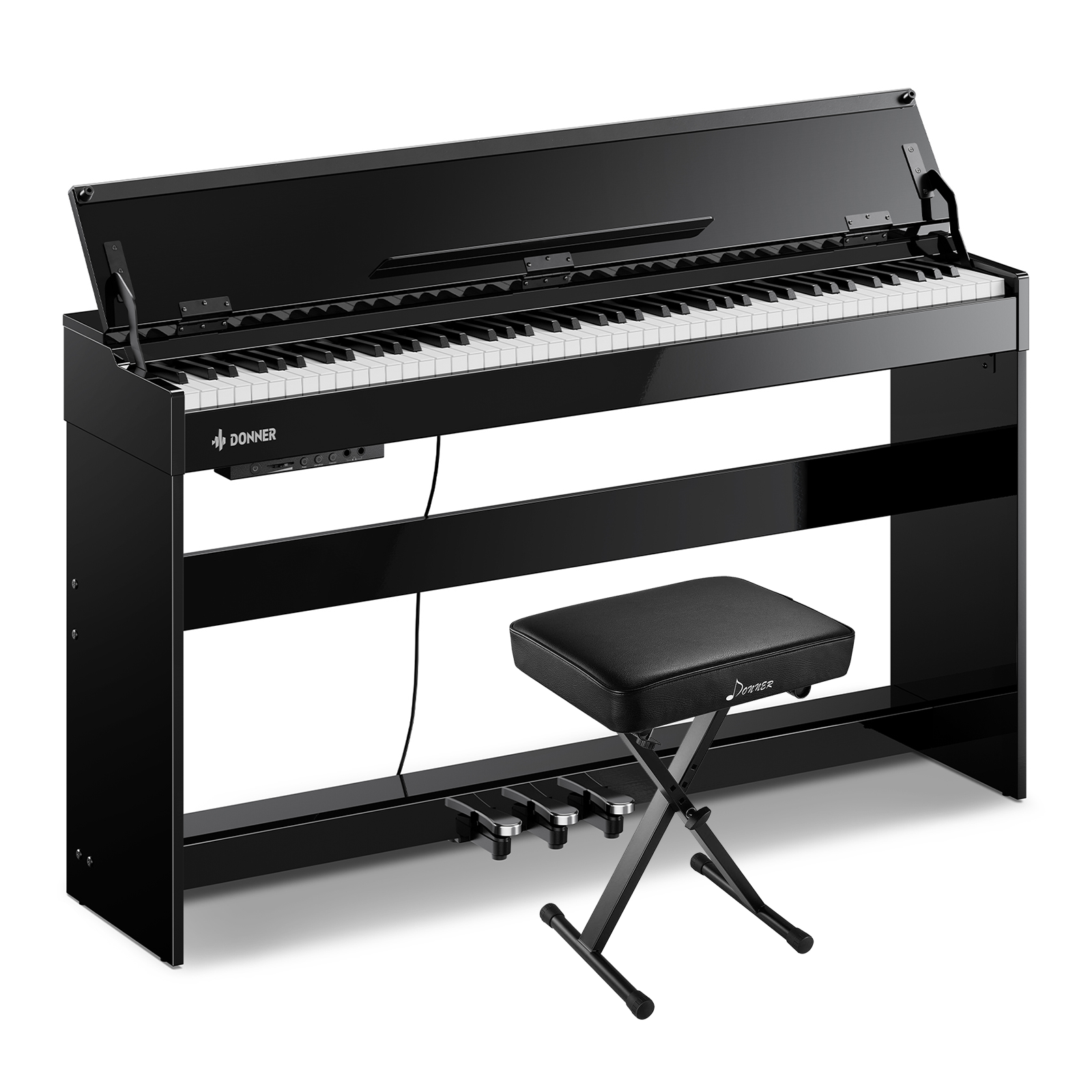 Donner DDP-75 Piano Numérique Droit Noir Laqué, 88 Touches à Action de Marteau