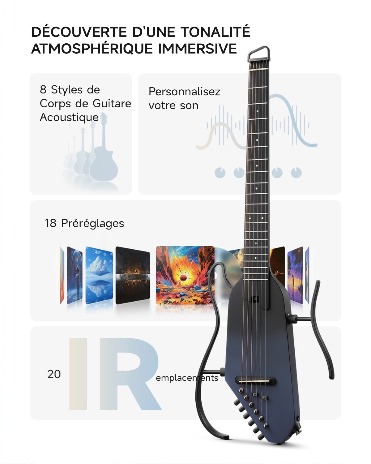 Donner HUSH™ I PRO Electro-Acoustique Guitare Voyageuse-Noir Space Fly##