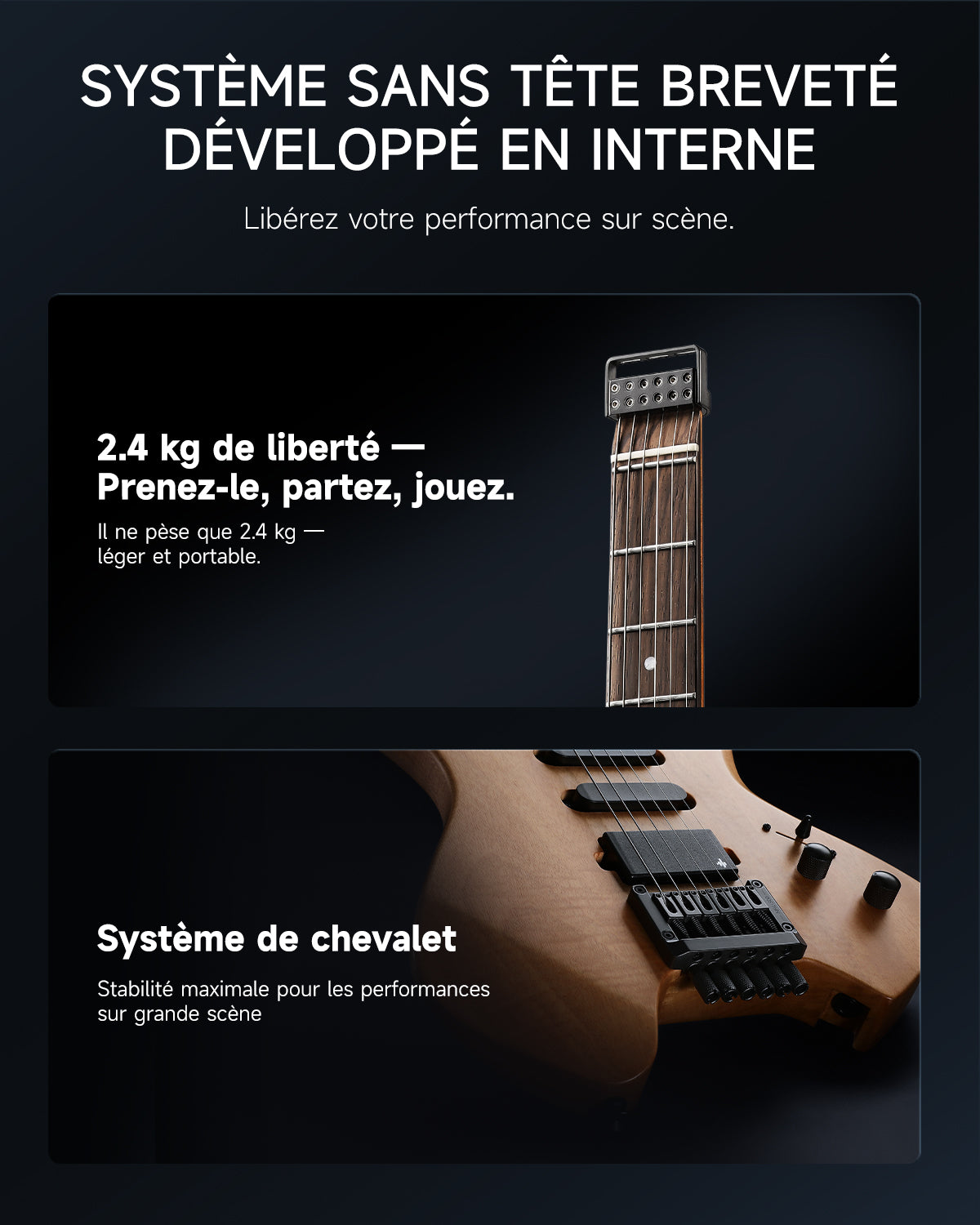 Donner NHL-500 Guitare Électrique Sans Tête-Bois naturel##