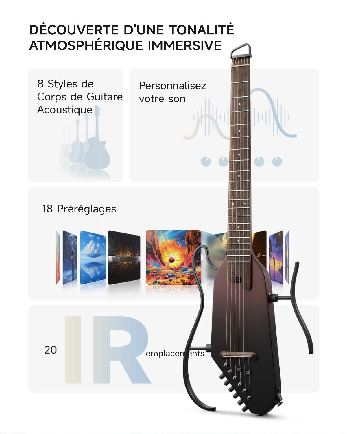 Donner HUSH™ I PRO Electro-Acoustique Guitare Voyageuse-Marron Dégradé Maillard##