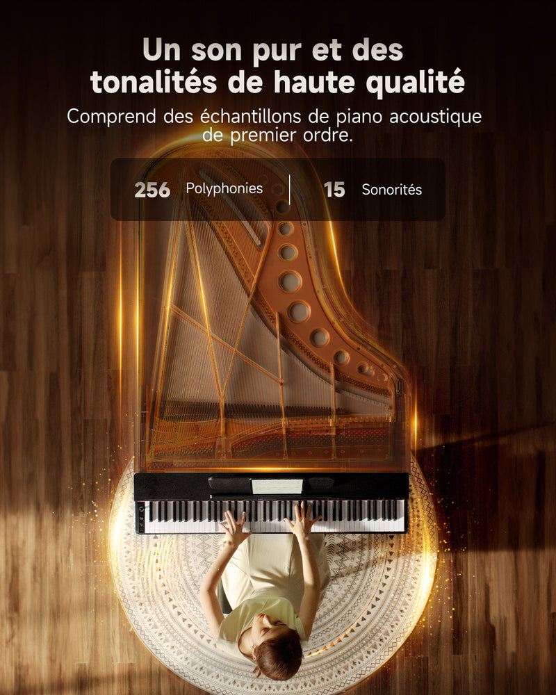 Piano numérique domestique Donner  OURA™ S100 88 touches, grain de chêne noir