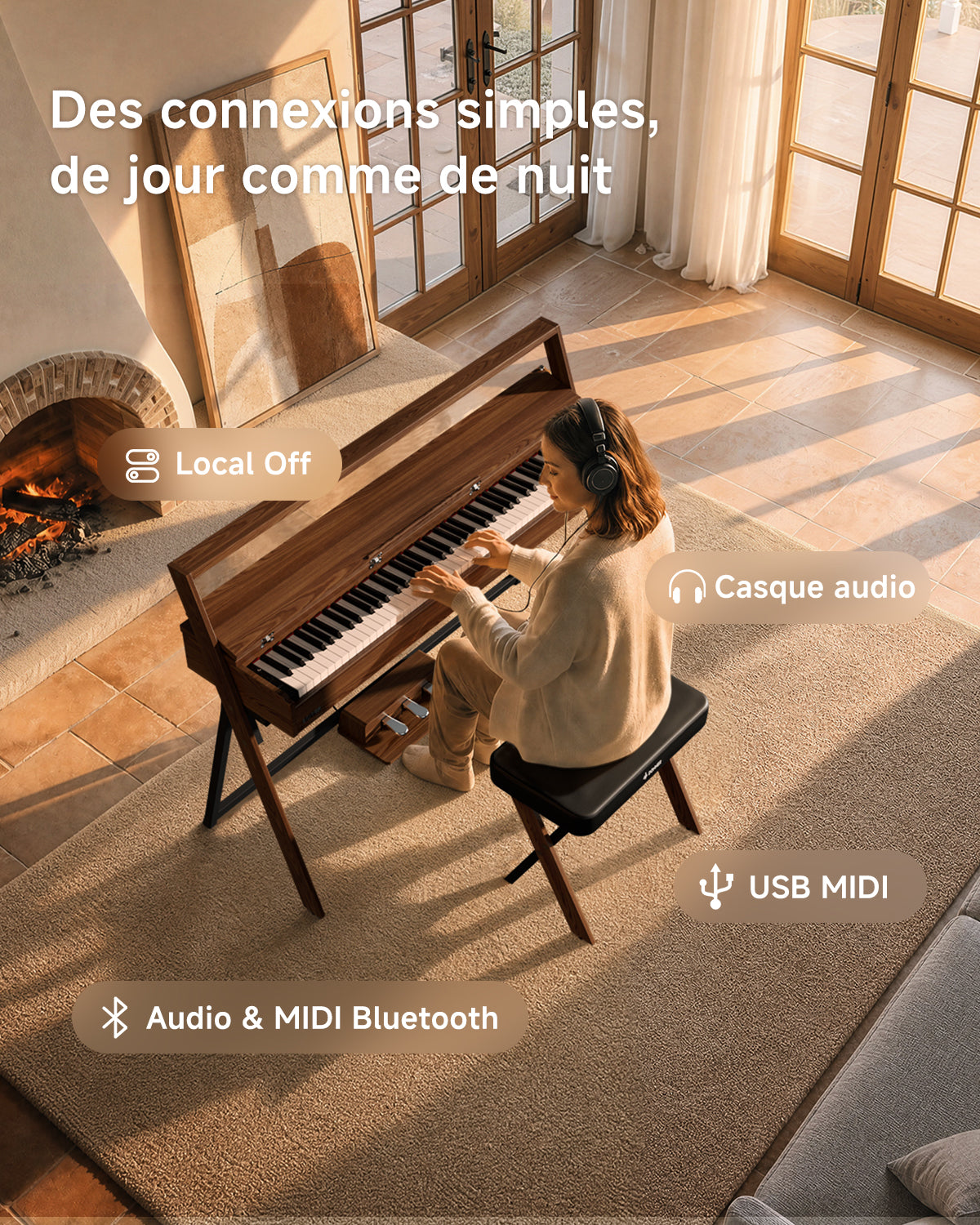 Donner OURA™ R300 Professionnel Piano Numérique-Gris-brun##