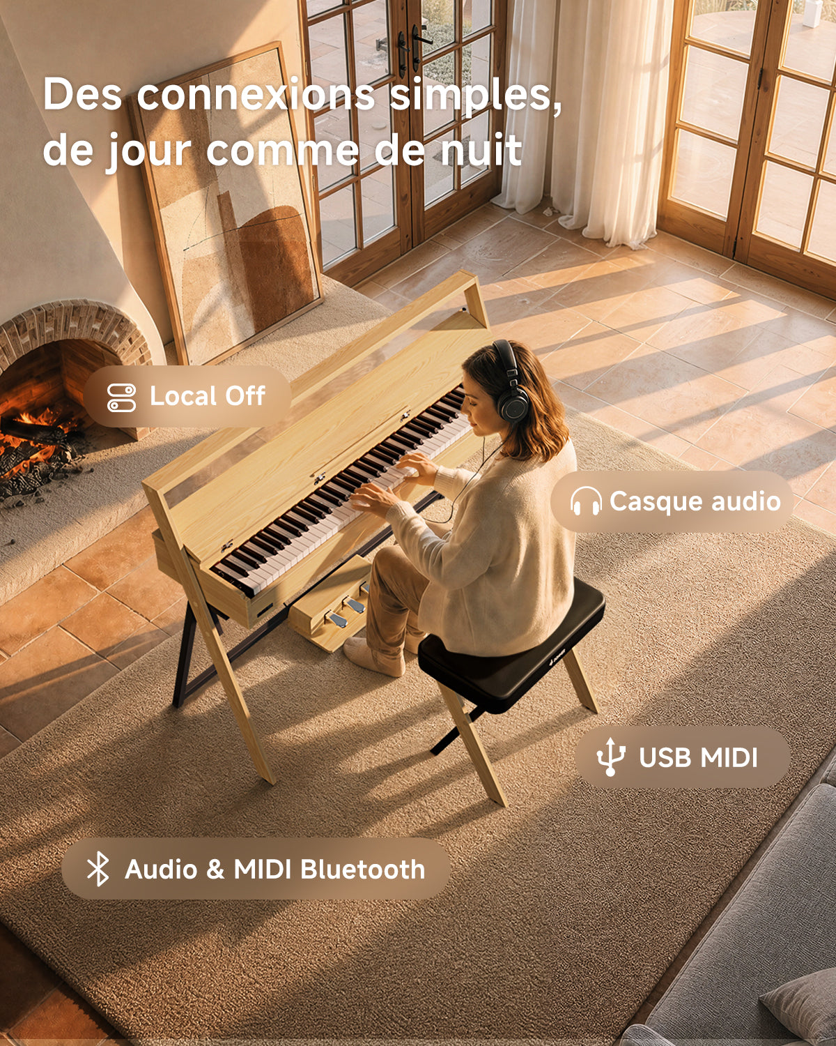 Donner OURA™ R300 Professionnel Piano Numérique-Bois clair##
