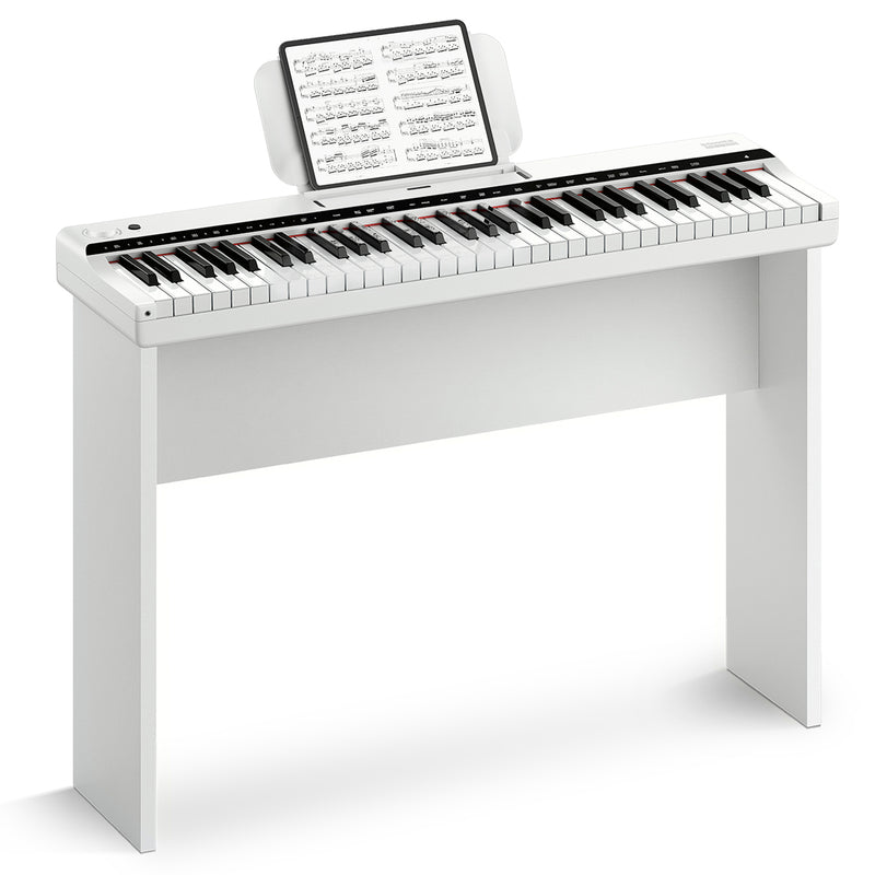 Donner Clavier électronique Piano 61 touches, indicateur lumineux Guidance Designed for Beginners, with Detachable Piano Stand, Music Stand, DK-10S Blanc