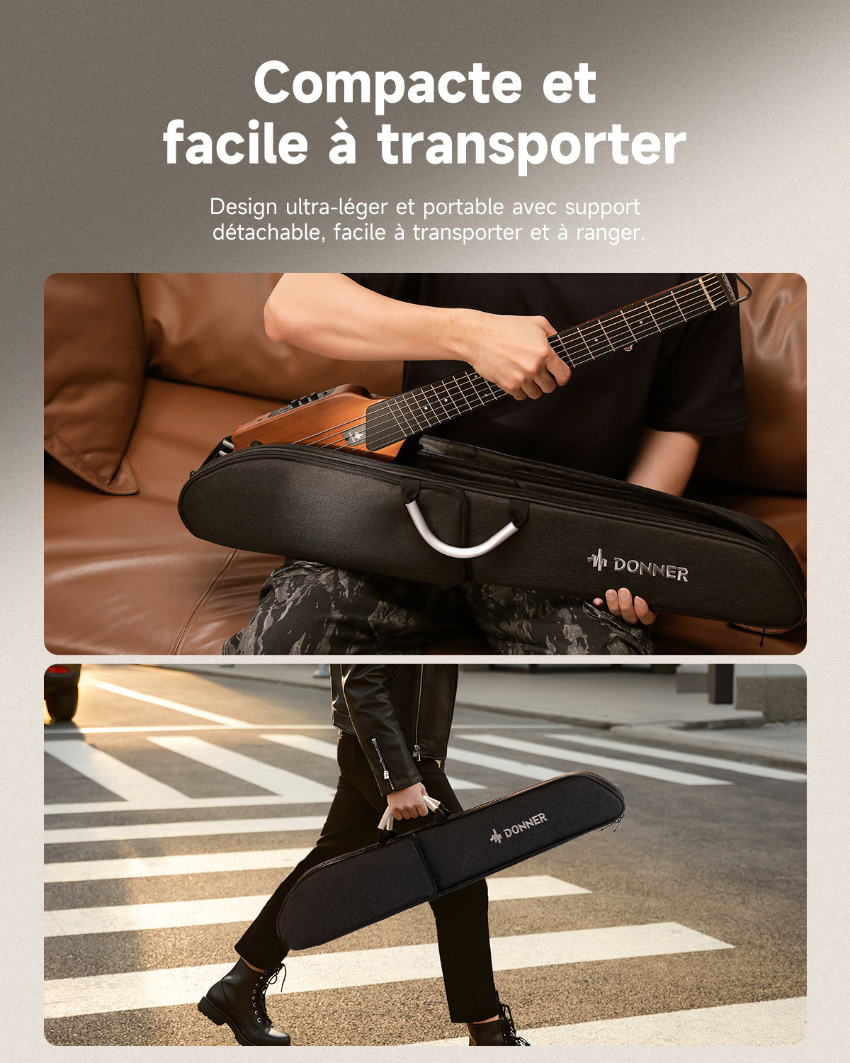 Donner HUSH™ I Guitare de Voyage Ultra-Légère-Acajou##