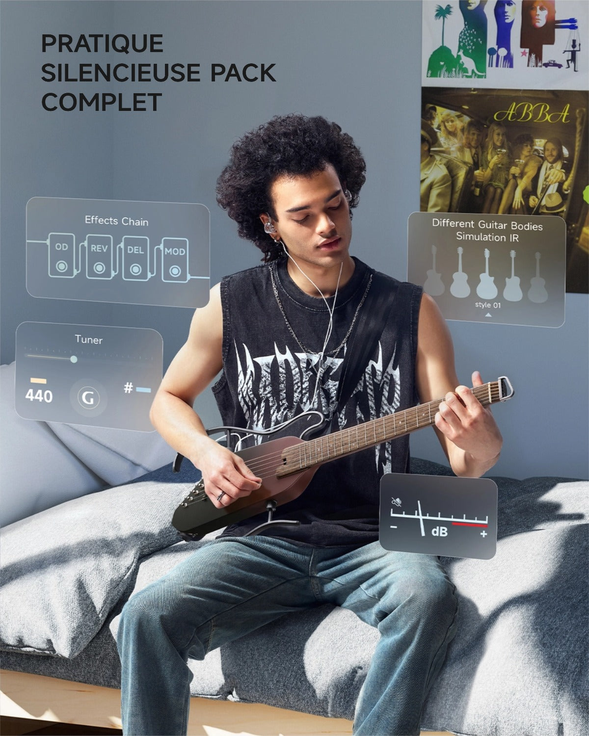 Donner HUSH™ I PRO Electro-Acoustique Guitare Voyageuse-Marron Dégradé Maillard##