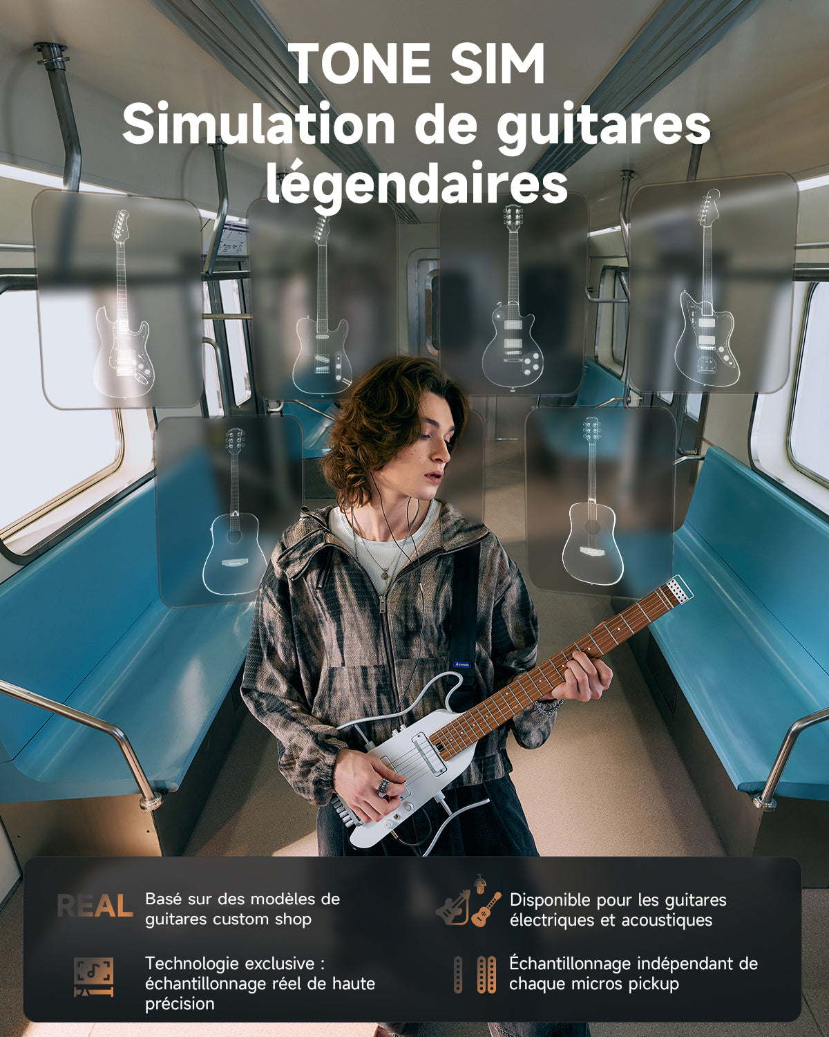 Donner HUSH X™ PRO Guitare Électrique-Blanc##