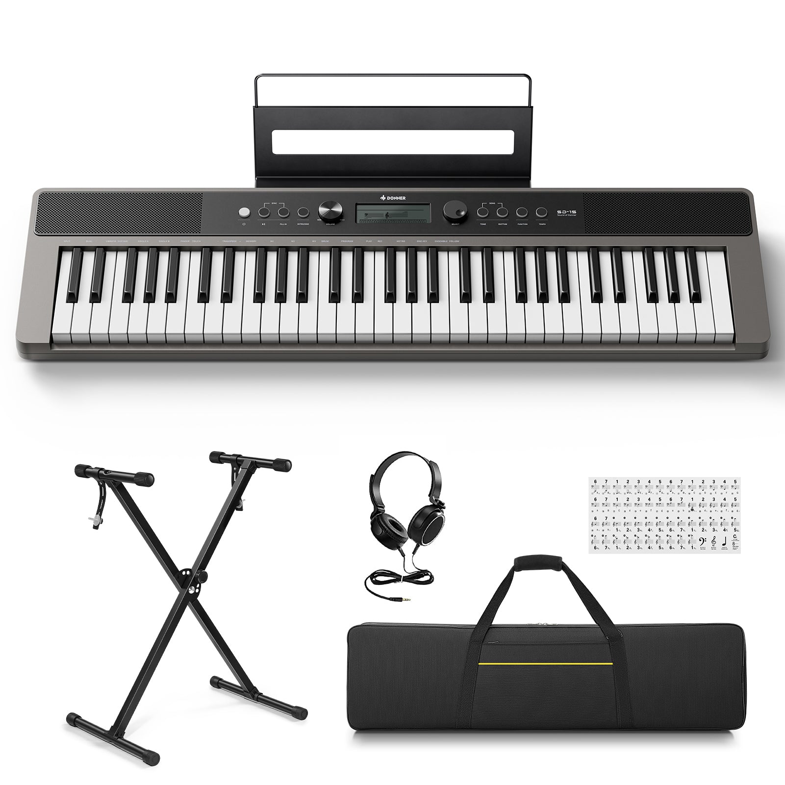Donner SD-15 Clavier électronique 61 touches-Bundle mit Zubehör##