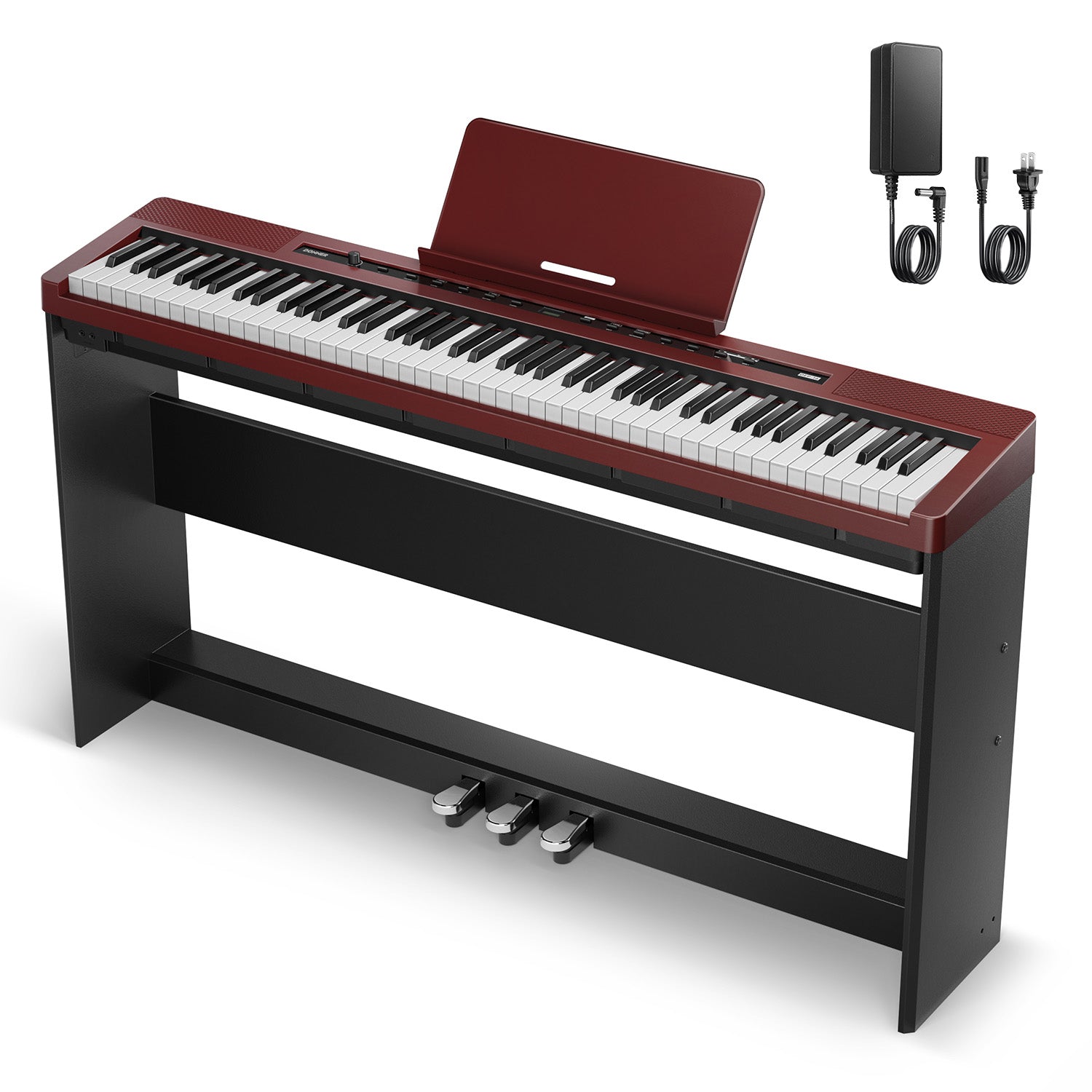 Donner DEP-16S Piano numérique Avec Support en Bois (Rouge)