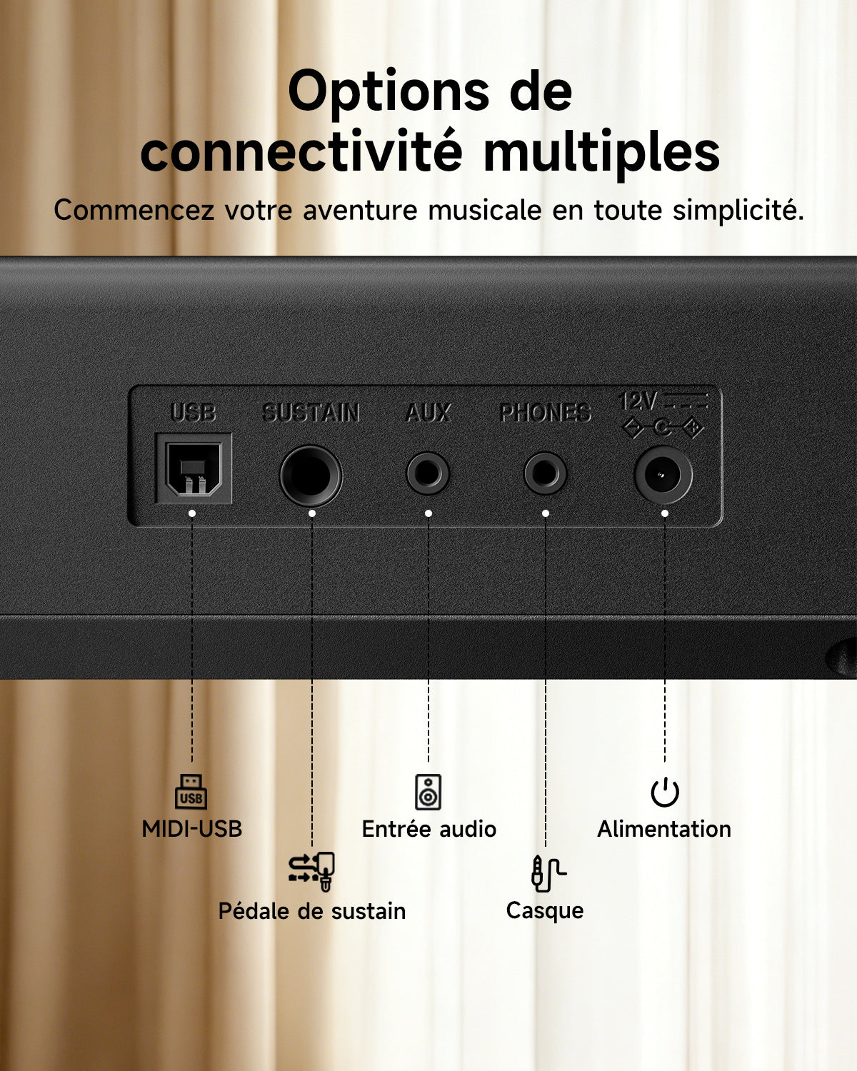 Donner DEP-07  Piano numérique portable semi-lesté à 88 touches