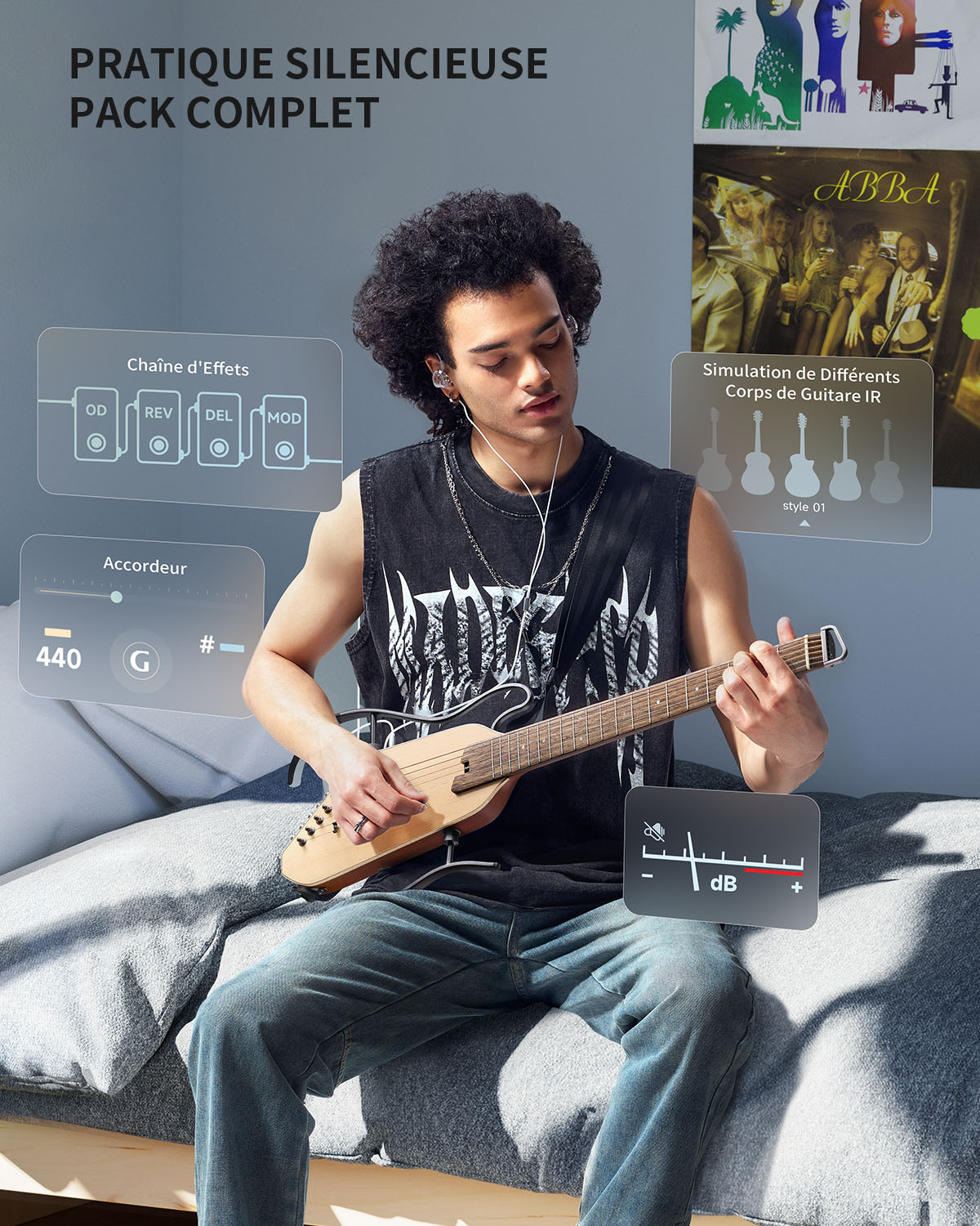 Donner HUSH™ I PRO Electro-Acoustique Guitare Voyageuse-Naturel##