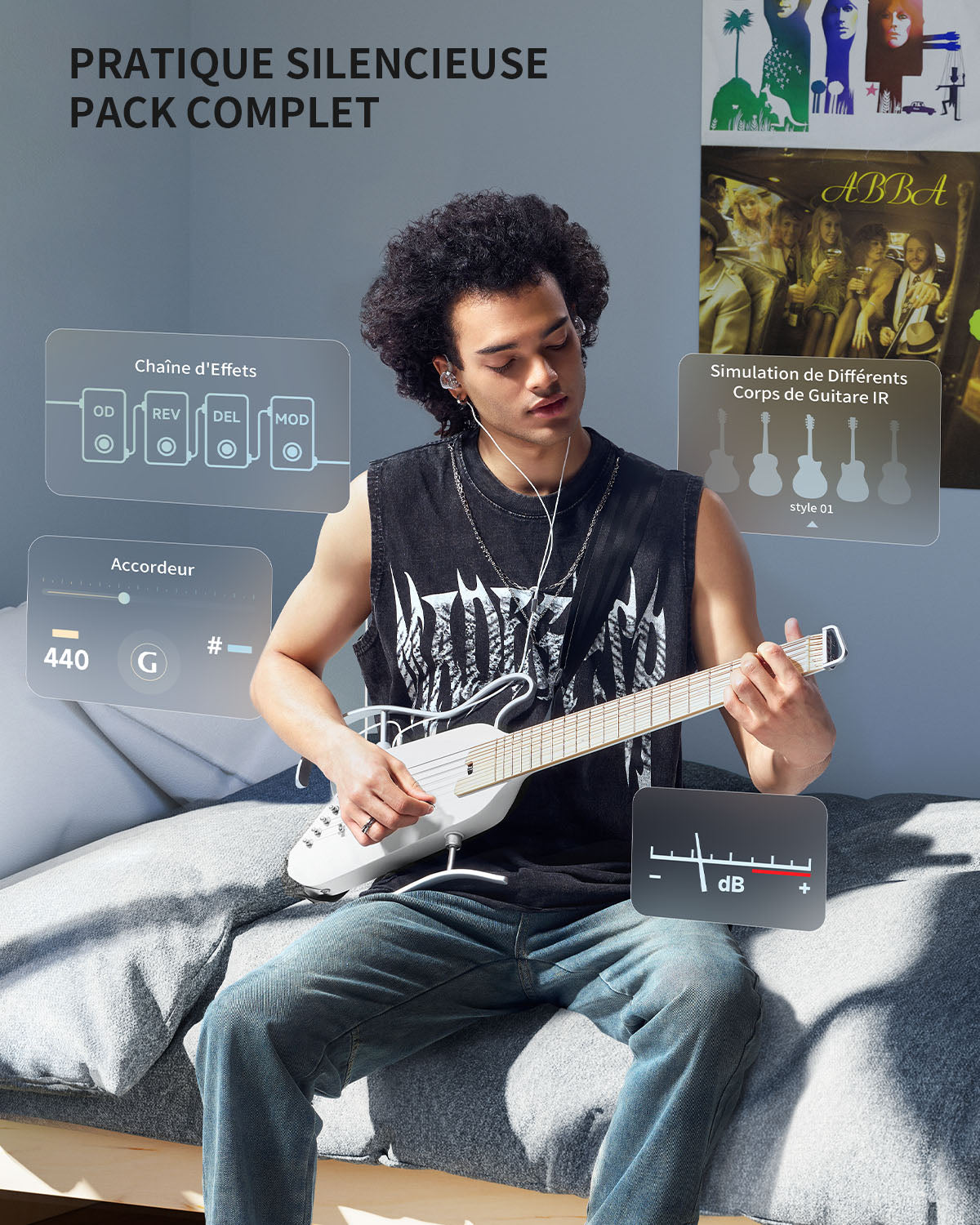 Donner HUSH™ I PRO Electro-Acoustique Guitare Voyageuse-Blanc##