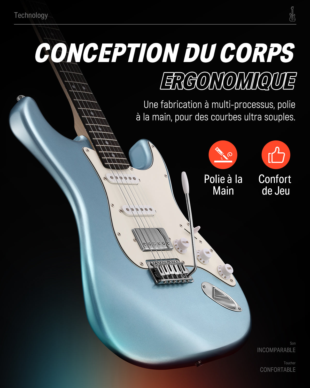 Donner DST-152 Guitare Électrique avec Ampli et Housse-Bleu##