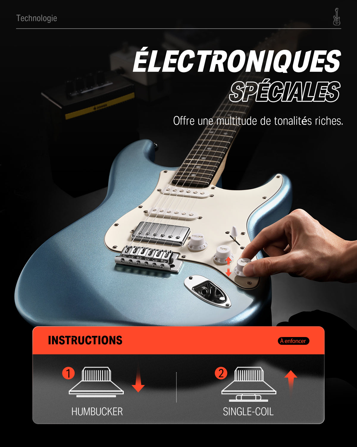 Donner DST-152 Guitare Électrique avec Ampli et Housse-Bleu##