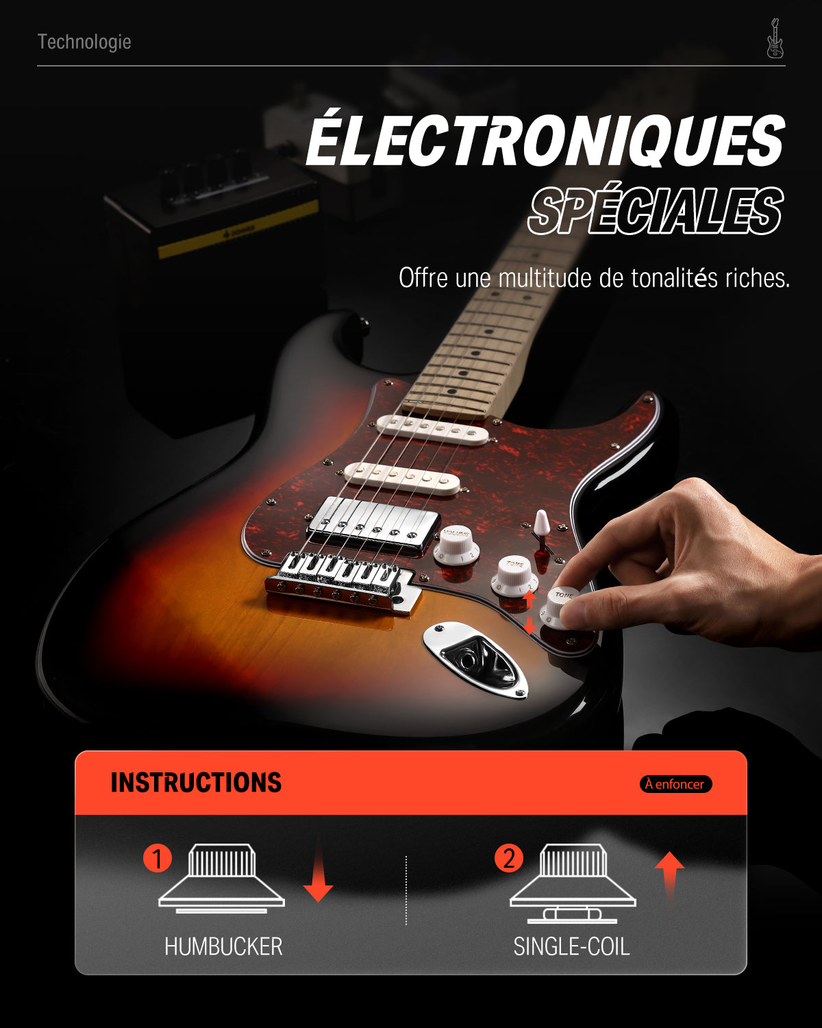Donner DST-152 Guitare Électrique avec Ampli et Housse-Sunburst##