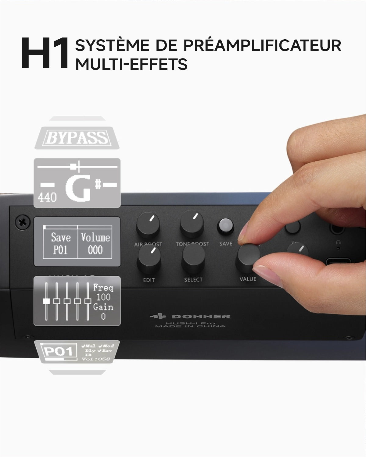Donner HUSH™ I PRO Electro-Acoustique Guitare Voyageuse-Noir Space Fly##