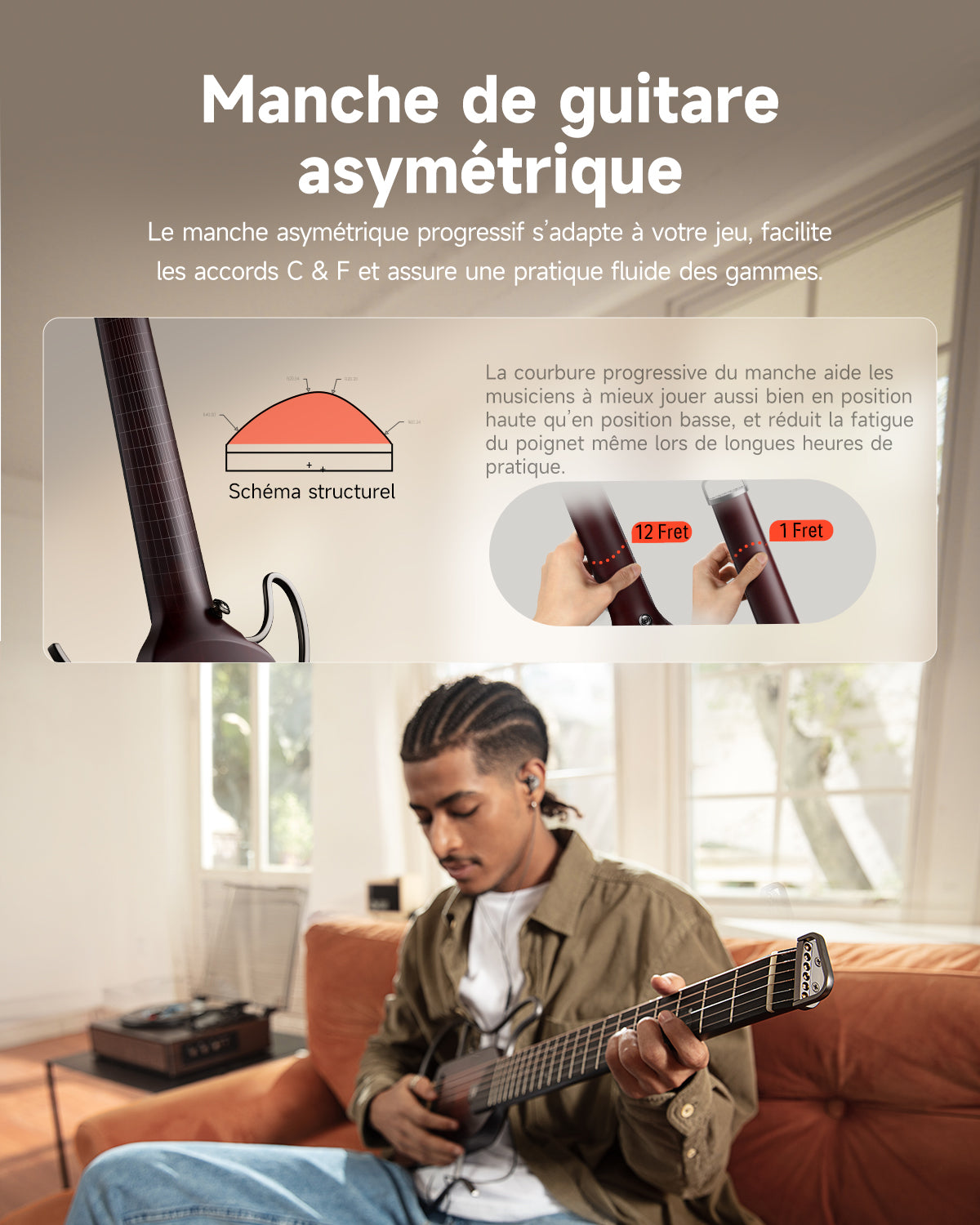 Donner HUSH™ I Guitare de Voyage Ultra-Légère-Sunburst##