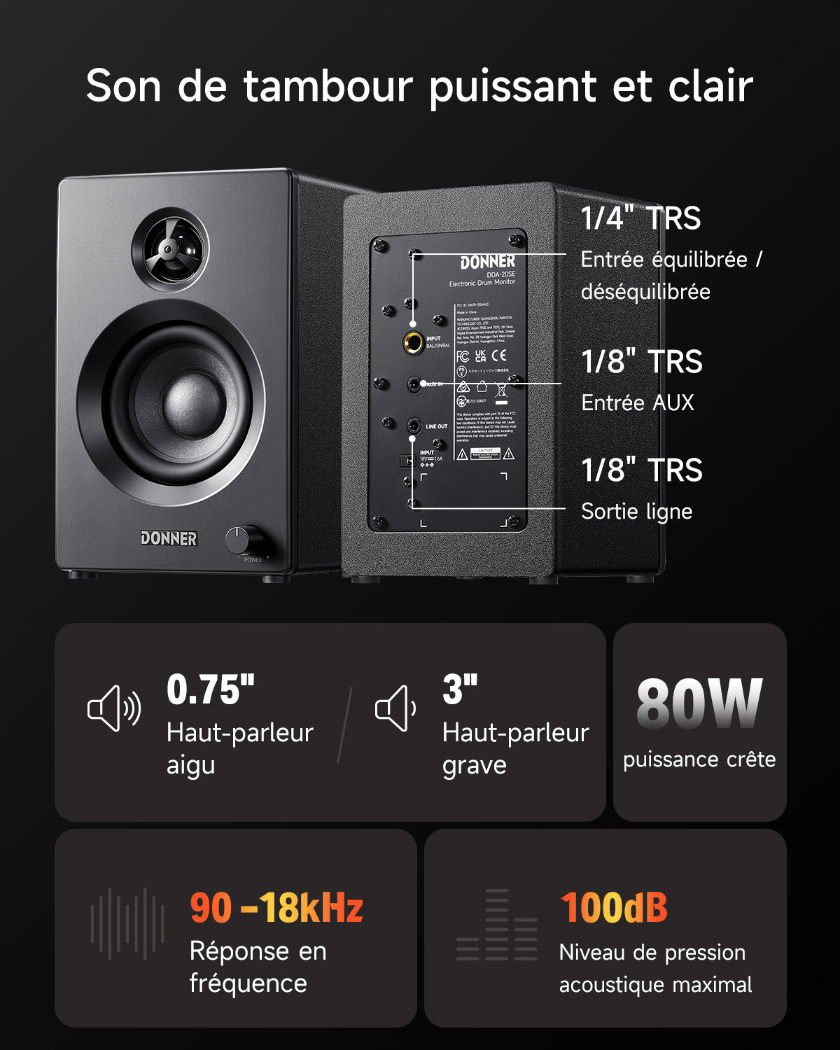 Donner DDA-20SE Enceinte de monitoring de batterie
