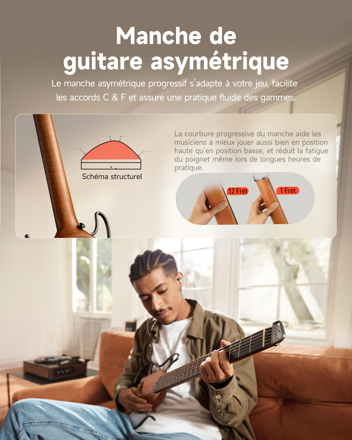 Donner HUSH™ I Guitare de Voyage Ultra-Légère-Acajou##