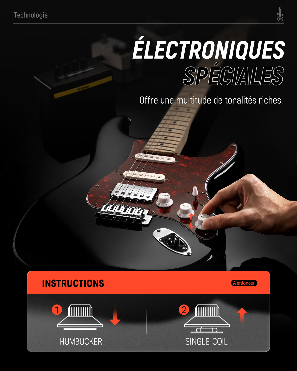 Donner DST-152 Guitare Électrique avec Ampli et Housse-Noir##