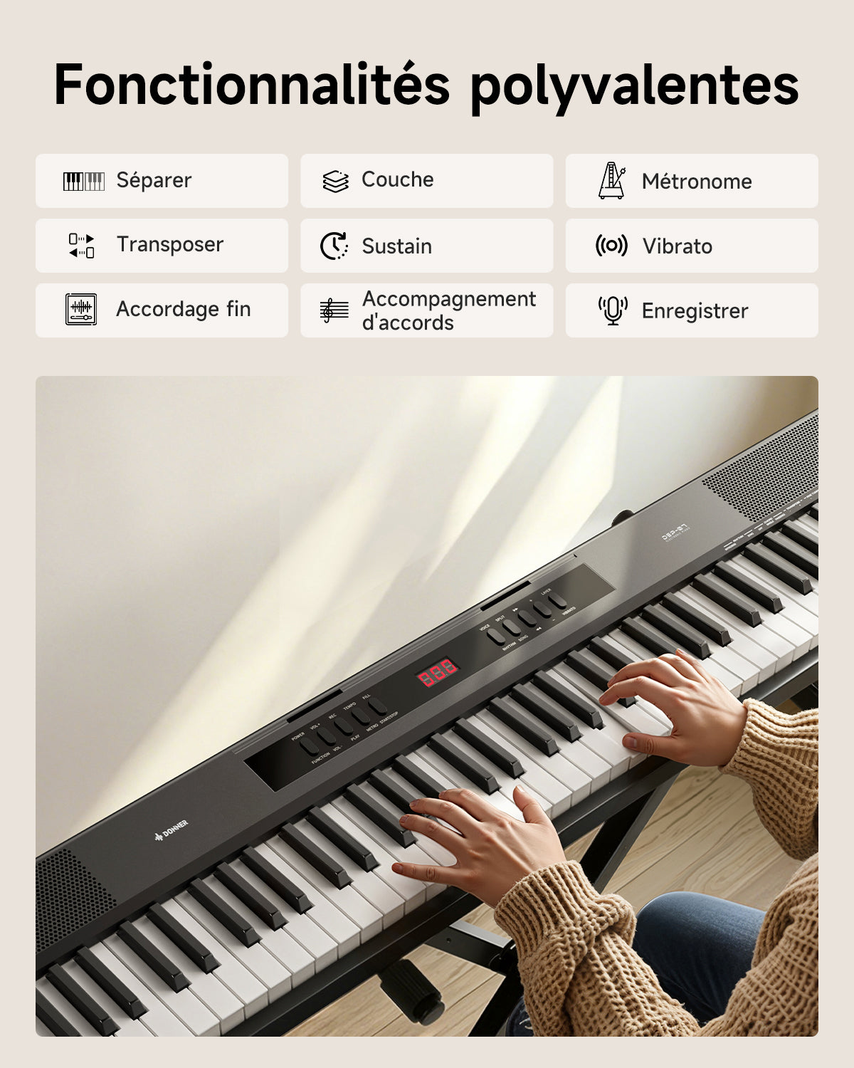 Donner DEP-07  Piano numérique portable semi-lesté à 88 touches