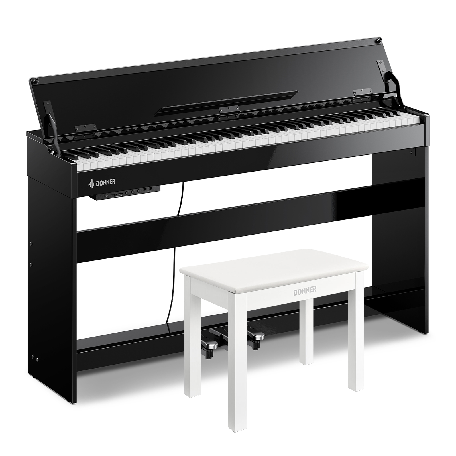 Donner DDP-75 Piano Numérique Droit Noir Laqué, 88 Touches à Action de Marteau