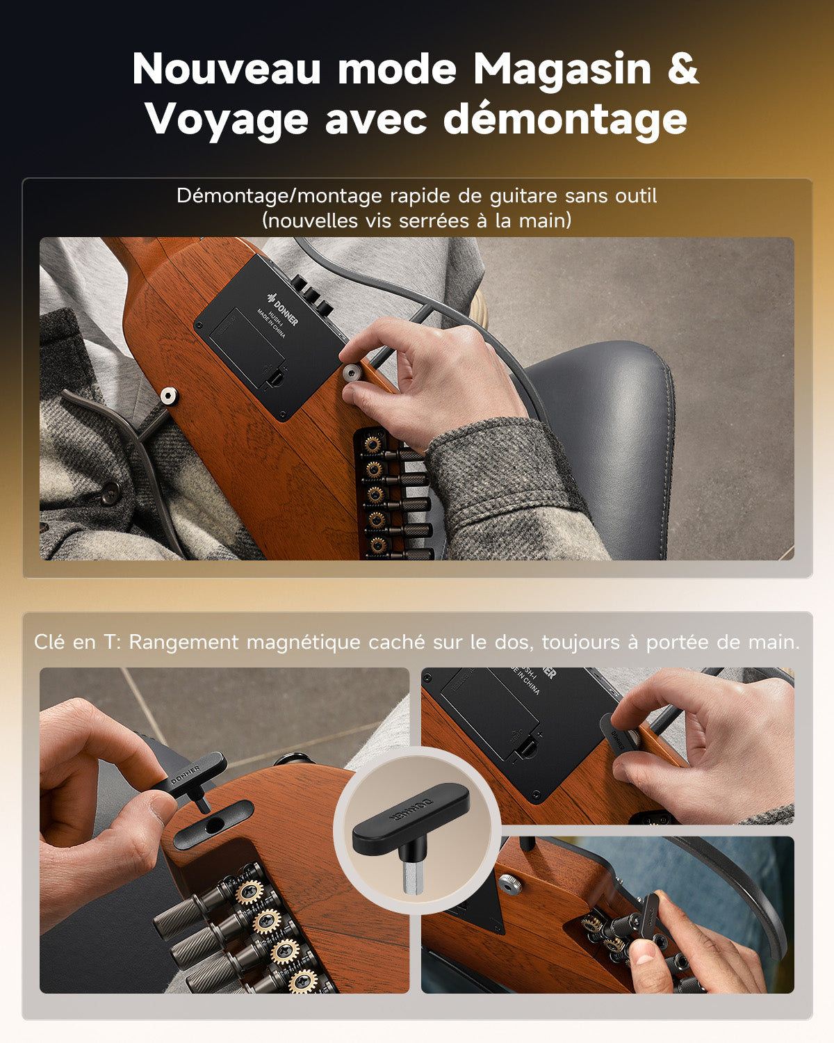 Donner HUSH™ I Guitare de Voyage Ultra-Légère