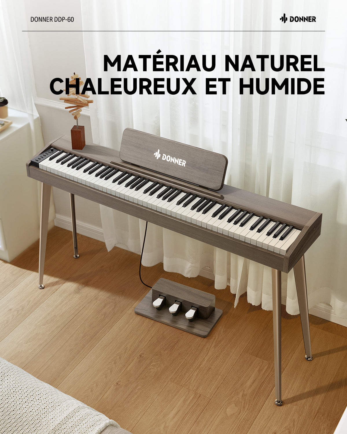 Donner DDP-60 Semi-lesté Piano Numérique-Gris-brun##