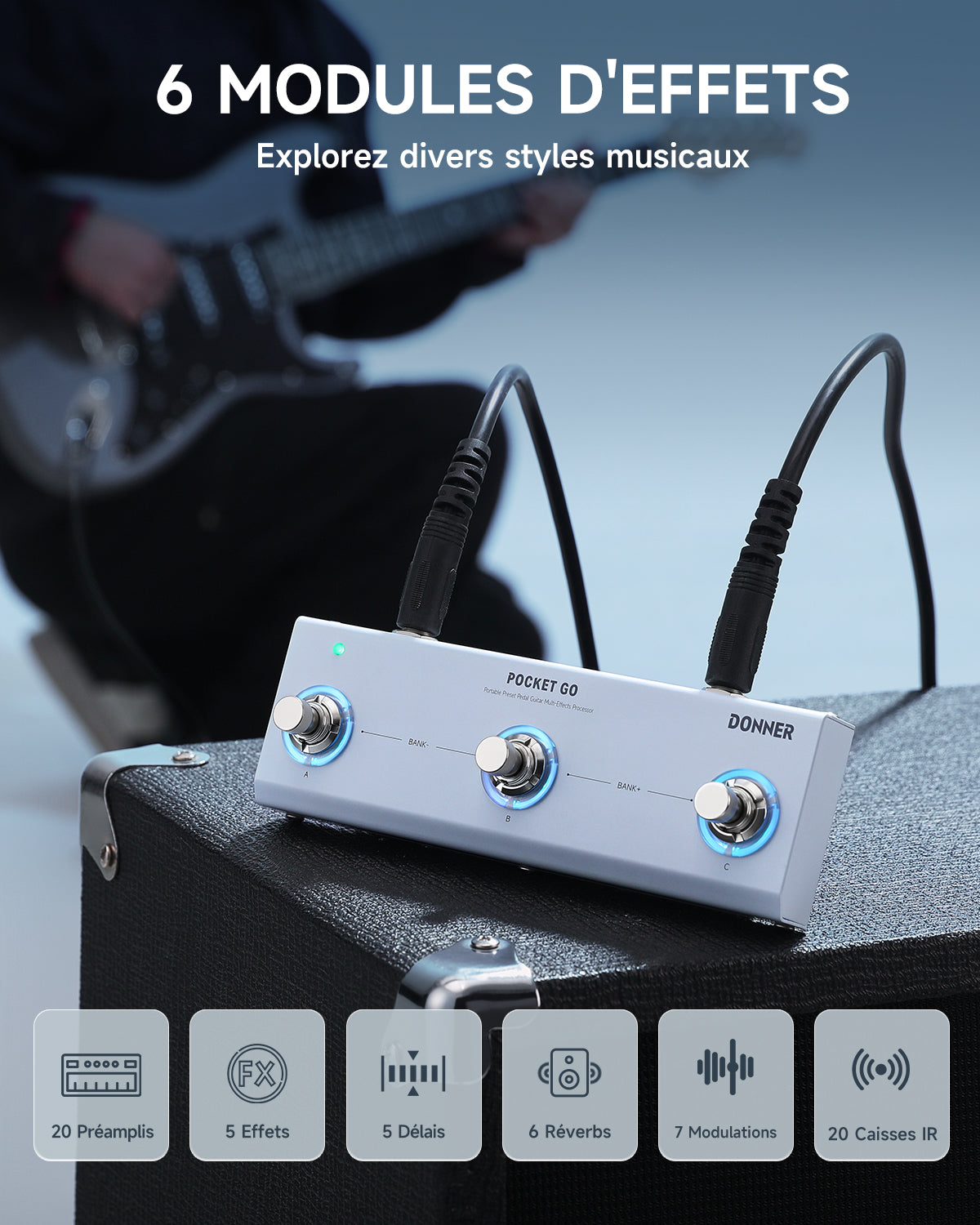 Donner Pocket Go Pédale Portable Multi Effets Guitare