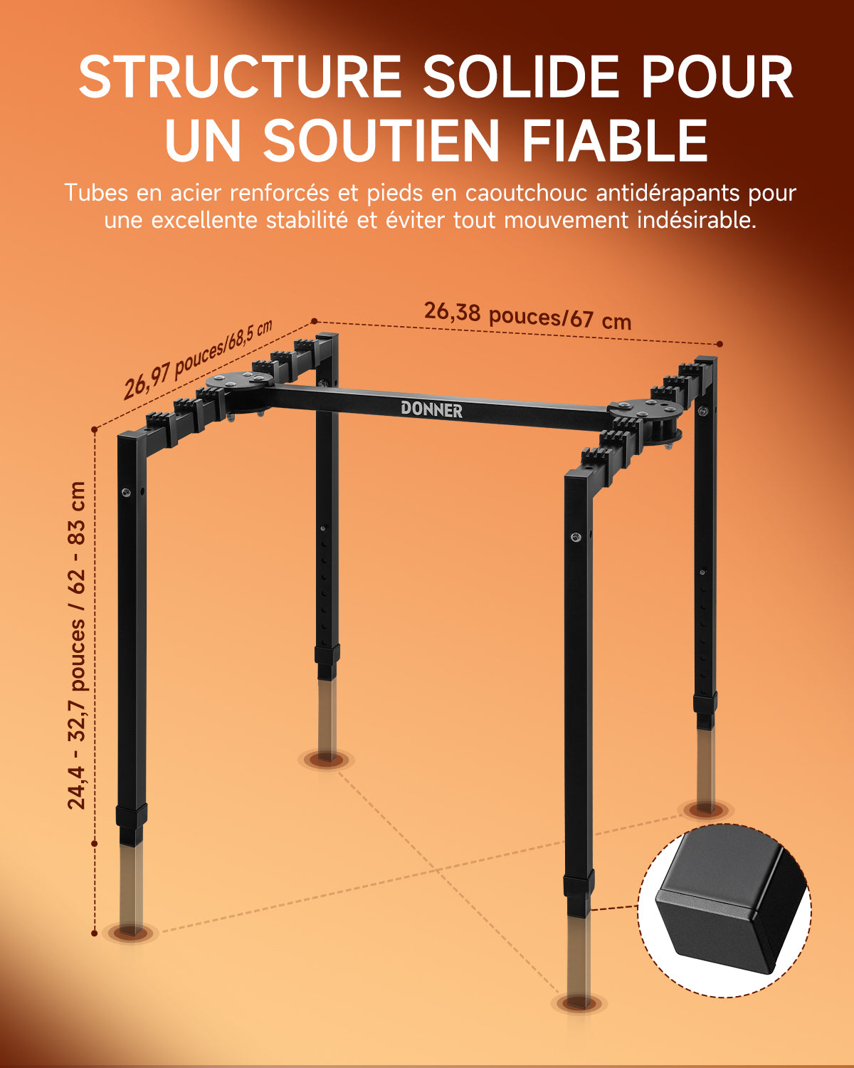 Donner DKS-200 Pied Réglable Pliable Pour Clavier Noir
