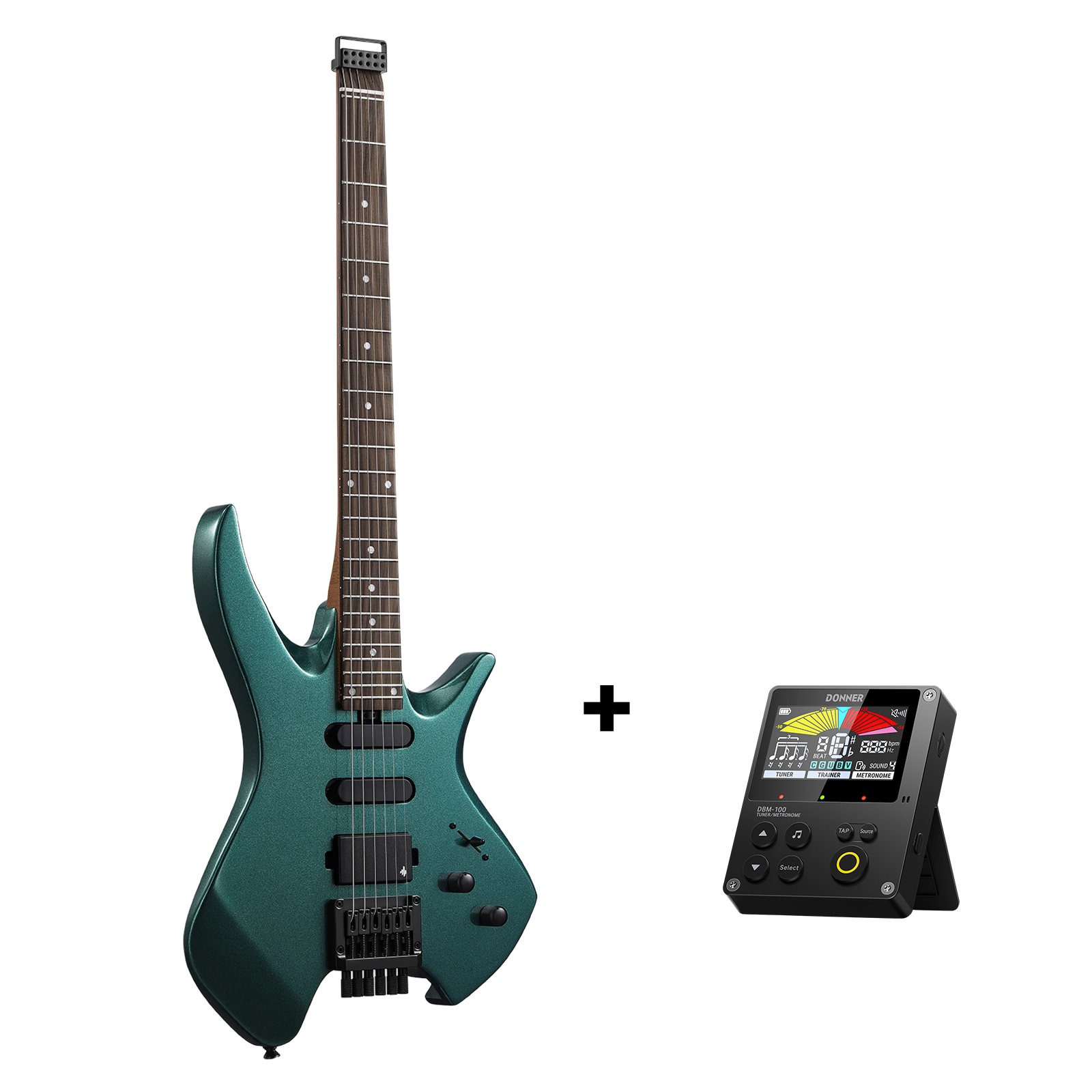 Donner HLX-500 Guitare Électrique Moderne Sans Tête-Sherwood Green##